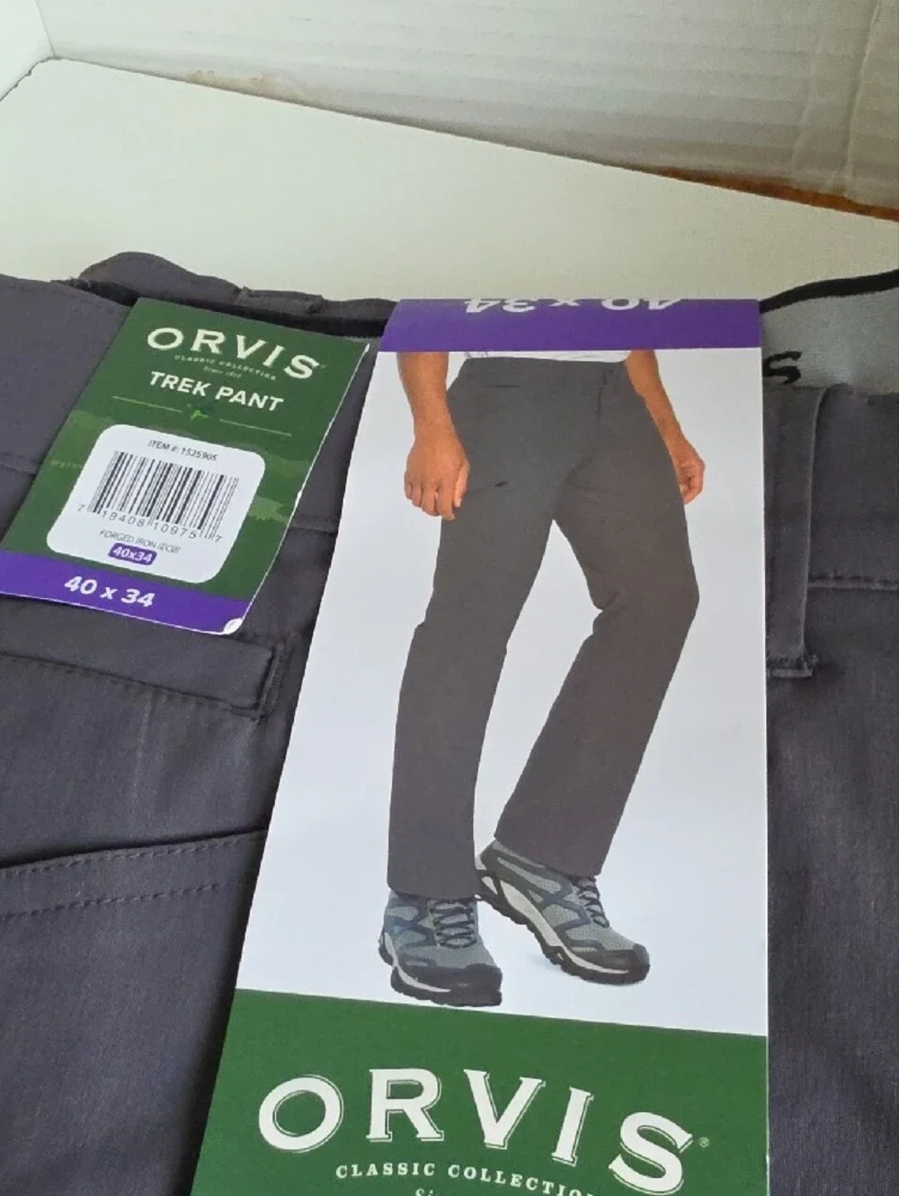 ORVIS Men's Trek Pant 40X34 Forged Iron #1525905